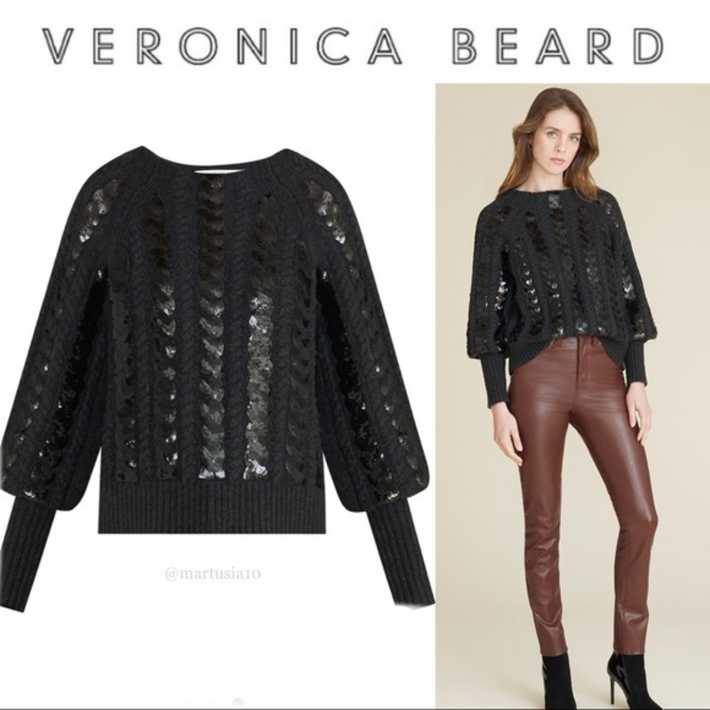 VERONICA BEARD YOLA SEQUINS PULLOVER IN BLACK 695$ NWT